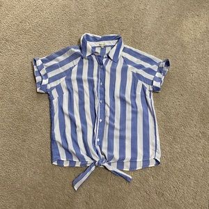 Bleuh Ciel ShortSleeve ButtonDown Front tie Blouse